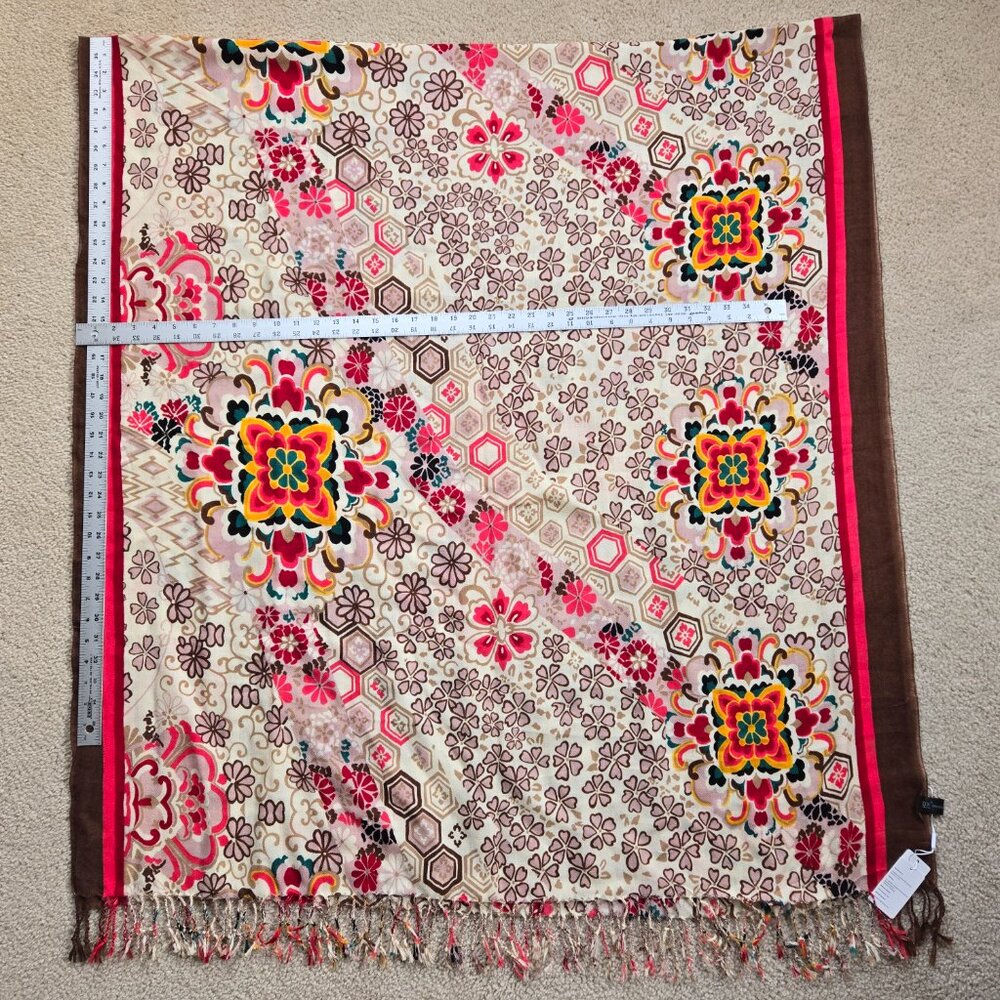 NWT 100% Wool Wrap Scarf Colorful - Picture 7 of 7